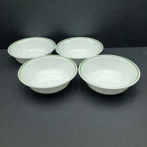 Corelle Holly Days Soup Cereal Bowls Corning White Bowls with Green Bands